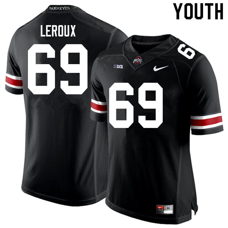 Ohio State Buckeyes Trey Leroux Youth #69 Black Authentic Stitched College Football Jersey